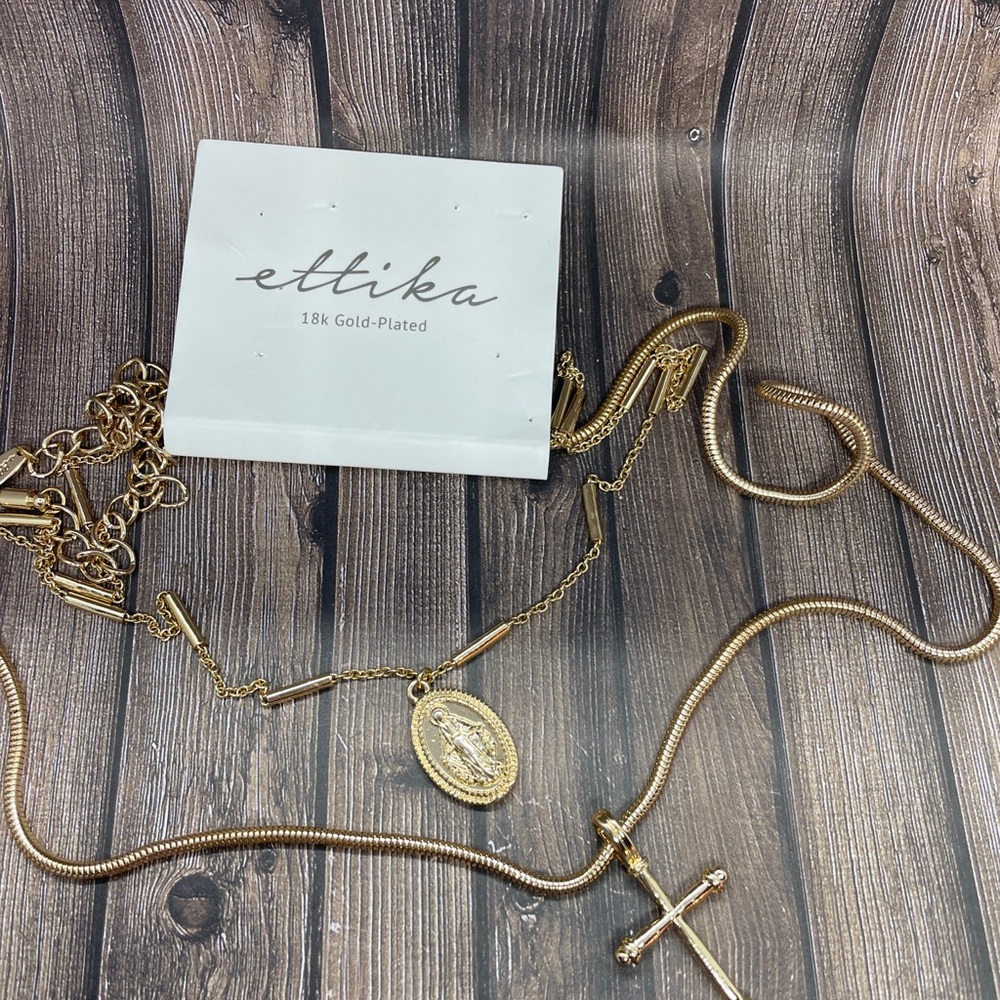 ETTIKA Like a Prayer Layered Cross & Coin Necklace